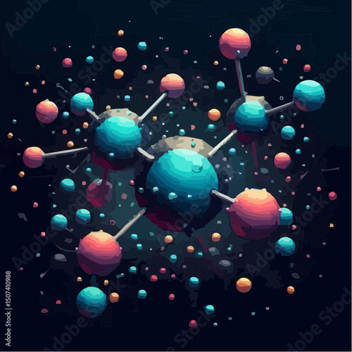 representation of chemical elements forming molecules 13
