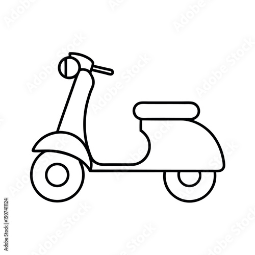 Outline Drawing of Scooter White Background