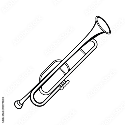 Outline Drawing of Trombone White Background