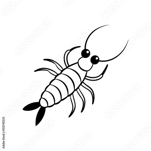 Vector illustration of mantis Shrimp silhouette