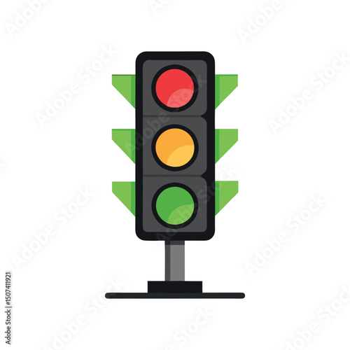 Traffic Stoplight Colorful Vector Clipart