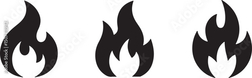 Welfare Flame Icons - Black & White Vector Silhouettes