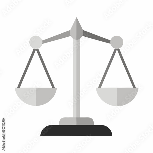 Silver scales judge icon on white background.