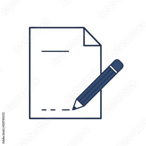 Illustration of a blank sheet of paper with a pencil, representing writing and documentation