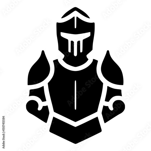 A black silhouette of a knight in full armor, ready for battle. The knight stands strong, a symbol of protection and valor