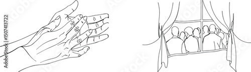 Applause and audience silhouette illustration depicting theater performance or presentation