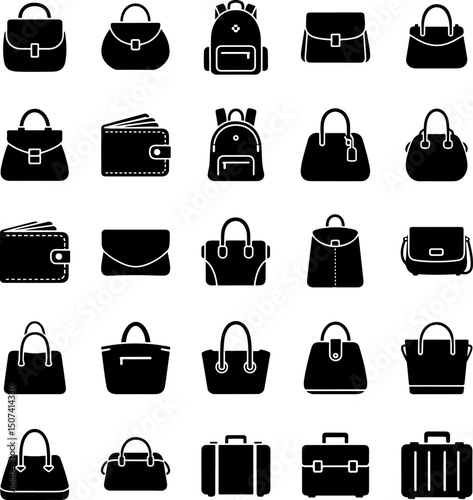 Collection of Black and White Bags and Purses