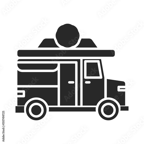 Food truck silhouette icon elements