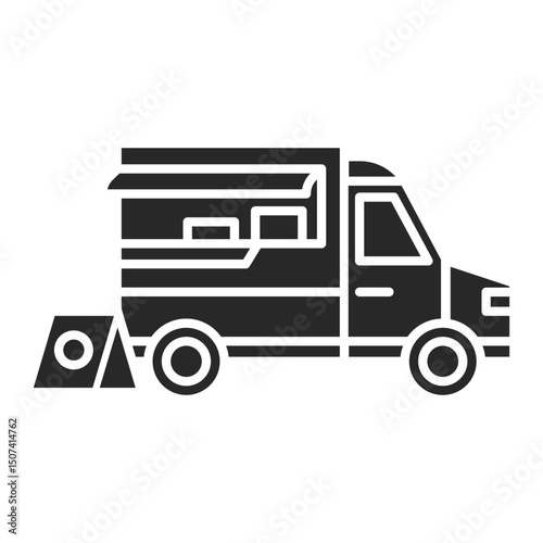 Food truck silhouette icon elements