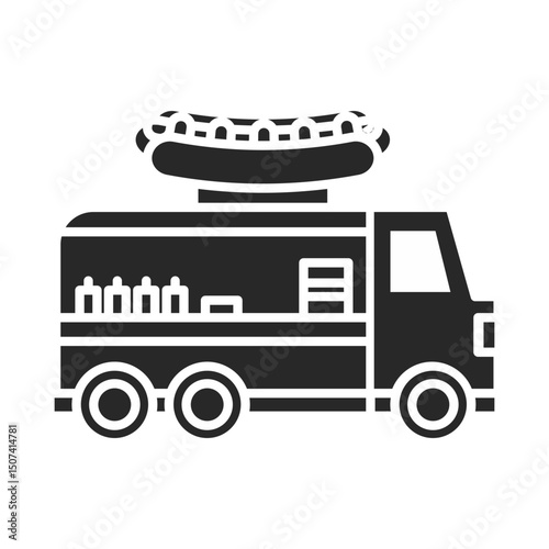 Food truck silhouette icon elements