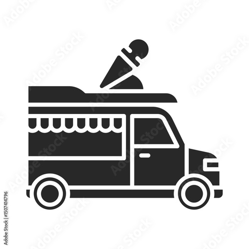 Food truck silhouette icon elements