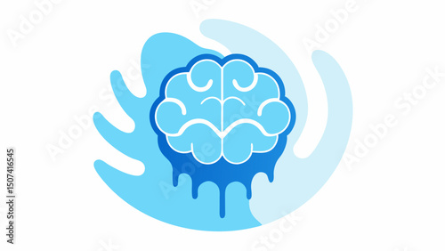 Mood Enhancement A brain icon with visual waves representing the release of endorphins and stress reduction surrounded by icy blue elements.