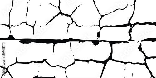 High-Resolution Abstract Cracked Concrete Texture Isolated on Transparent Background – Ideal for Grunge, Damage, and Urban Design Projects