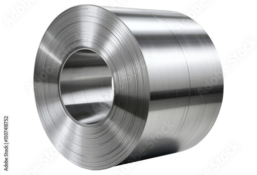 Industrial Steel Coil Roll Isolated PNG for Manufacturing and Production.