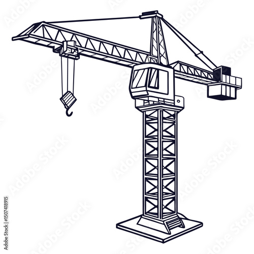 Tower crane vector icon on white background. tower crane icon, tower crane logo. Adobe Illustrator Artwork