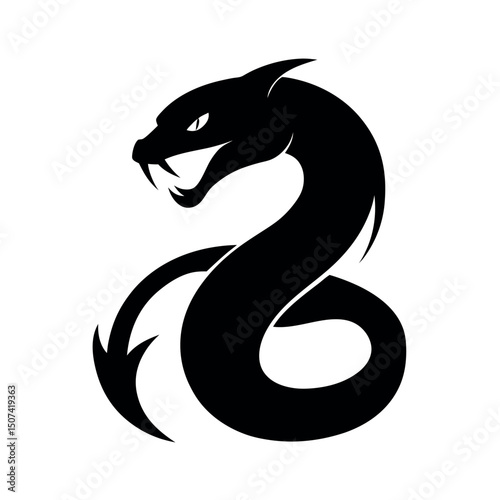 Viper Snake Silhouette Black Vector Drawing