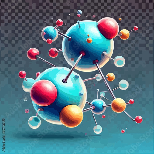 three-dimensional image of atoms forming molecules 74