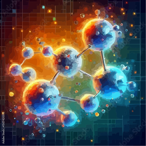 three-dimensional image of atoms forming molecules 55