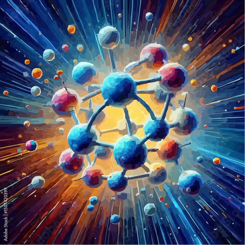 three-dimensional image of atoms forming molecules 54