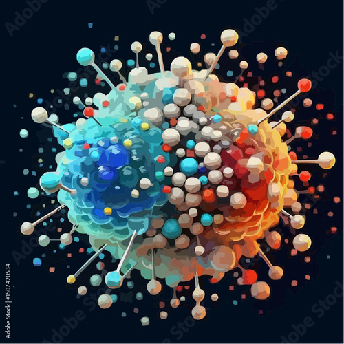 three-dimensional image of atoms forming molecules 39