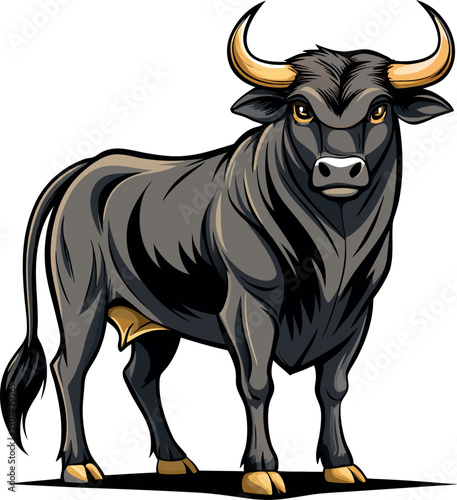 Aggressive colored bull, isolated vector.