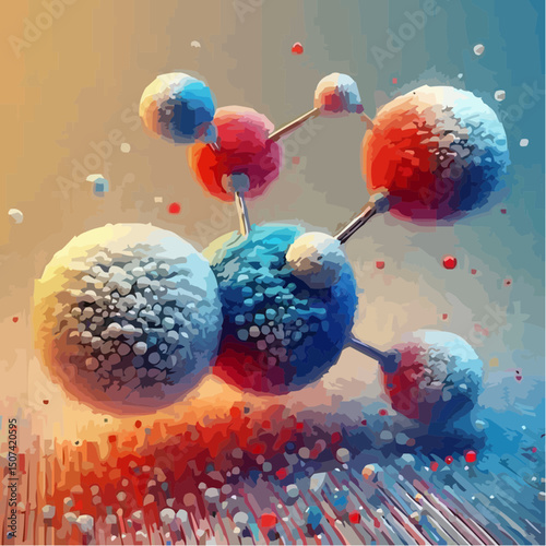 three-dimensional image of atoms forming molecules 35