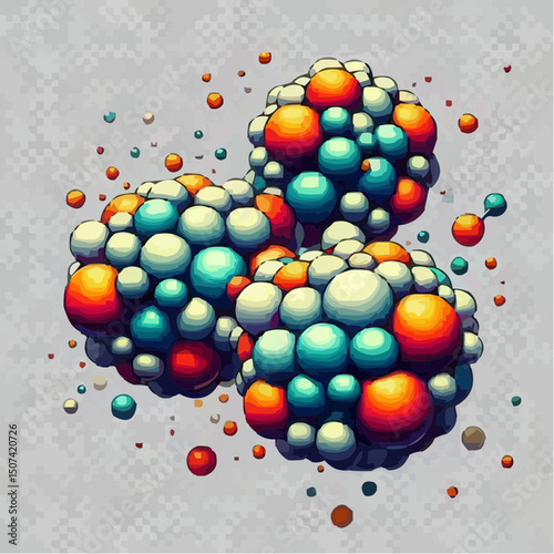three-dimensional image of atoms forming molecules 23