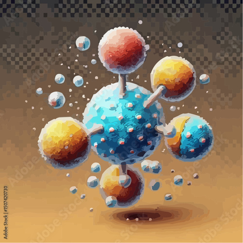 three-dimensional image of atoms forming molecules 22
