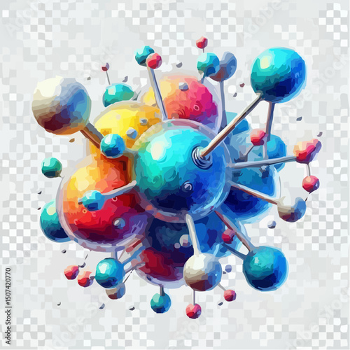 three-dimensional image of atoms forming molecules 19