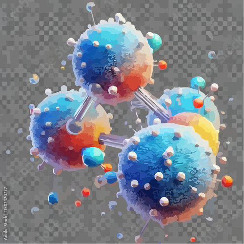 three-dimensional image of atoms forming molecules 17