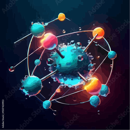 three-dimensional image of atoms forming molecules 1