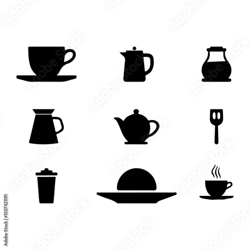 Cafe icon vector set