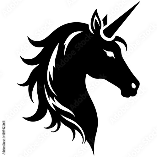 Unicorn head black logo silhouette vector