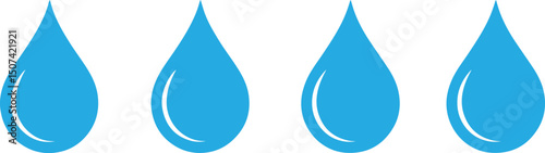 Blue Water Drop Icons: Hydration & Liquid Symbols