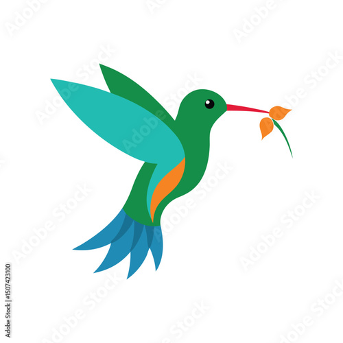 hummingbird drinking nectar in flight vector