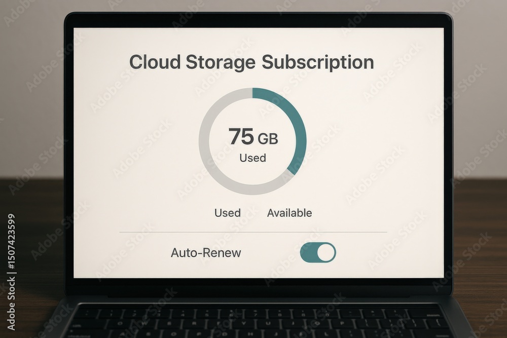 Naklejka premium Cloud Storage Subscription Display on Laptop