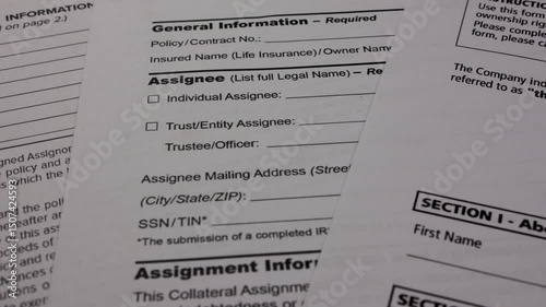 Insurance documents ready to be signed. Ball-point pen printed papers. Insurance contract policy waiting to be signed and a pen biro.