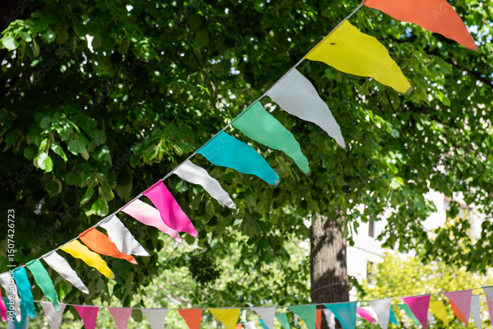 Vibrant, festive garland for cheerful, colorful celebrations.