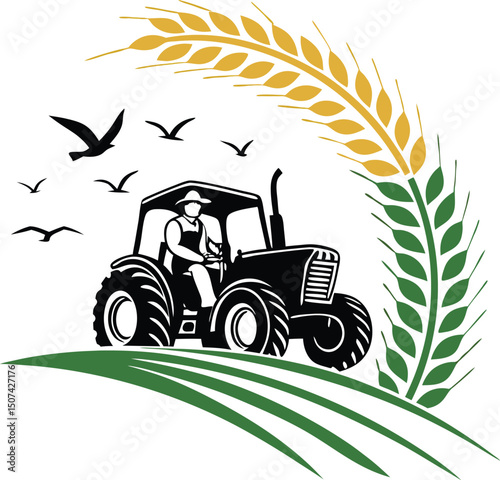 Nature logo design with agriculture field and plant concept. agriculture logo