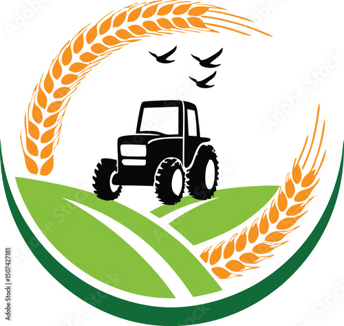 Nature logo design with agriculture field and plant concept. agriculture logo