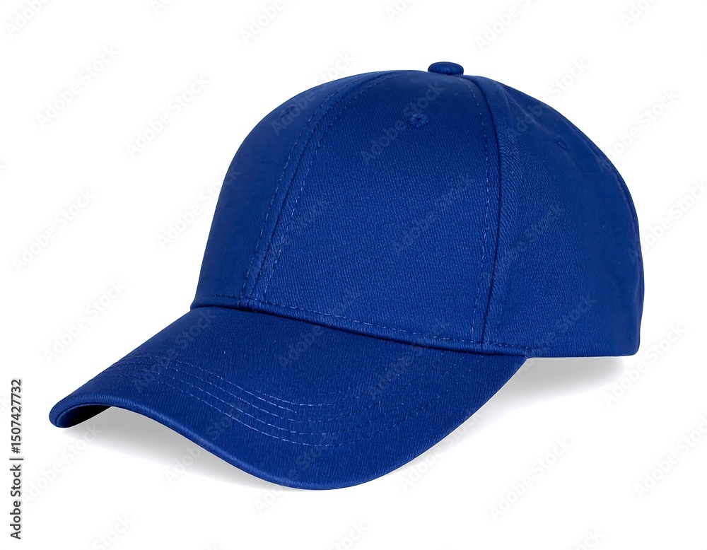 Fototapeta premium Navy Blue Baseball Cap - Blank Design.apparel, branding, cap, headwear, unisex, accessory, design, fashion, summer, casual attire, advertising, baseball, comfortable, marketing, product, textile, 