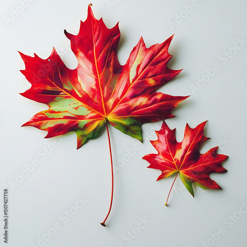 Bright red maple leaves on a white background capture the essence of autumn foliage and the natural beauty of the fall season