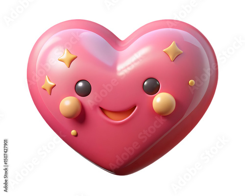 Social media emoji. Valentines day. Pink heart emoticon. Love mood. Cartoon creative design icon isolated on a transparent PNG background