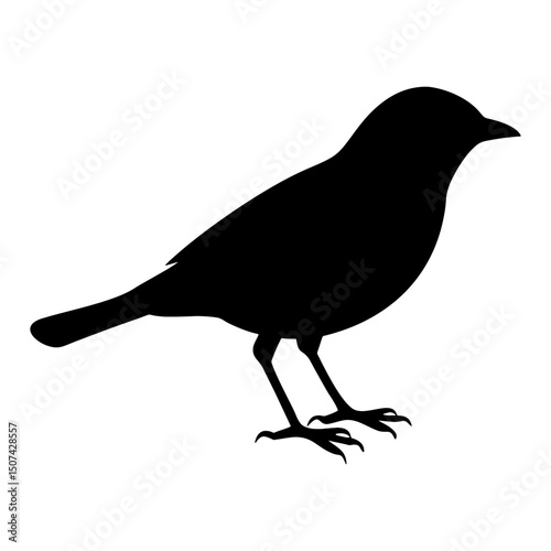 Red eyed Vireo silhouette icon vector flat design on white background