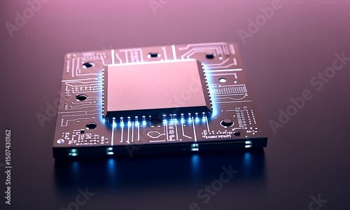Glowing Microchip: Advanced Technology and Innovation