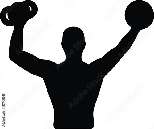 Strong Man Silhouette Weights Fitness Gym