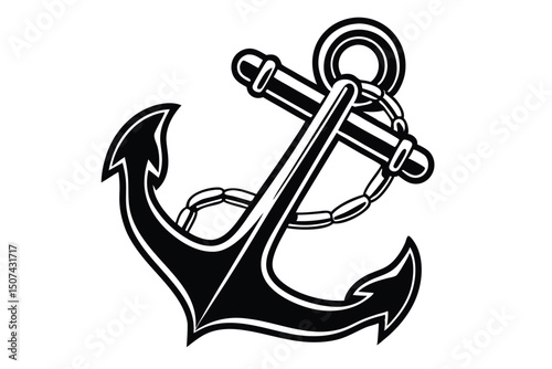 Navy Anchor Line Drawing, Nautical Marine Symbol Graphic