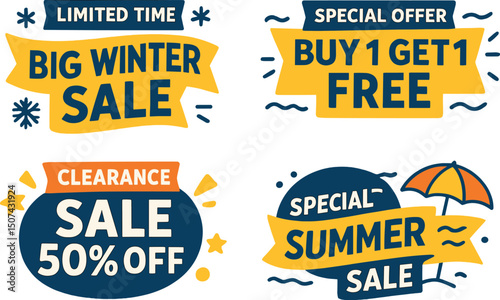 Vector banners are available in a set that features a landscape illustration with a flat design