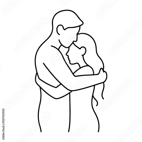 Pregnant woman reading a book with love, a beautiful cartoon silhouette of a mother and child