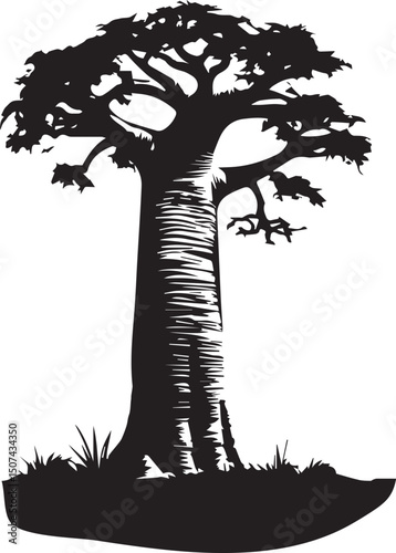 Baobab tree icons set vector silhouette isolated design on white background
